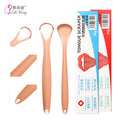 Tongue Scraper Set Rose Gold Stainless Steel 304 Modern Tongue Scraper and Tongue Brush with Iron Case Customized Logo OEM Brand