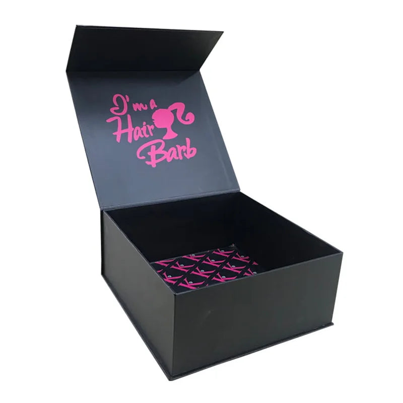 Custom Magnetic Rigid Paperboard Box with Embossing & UV Coating for Cosmetic & Wigs Packaging Recycled Materials Custom Sizes