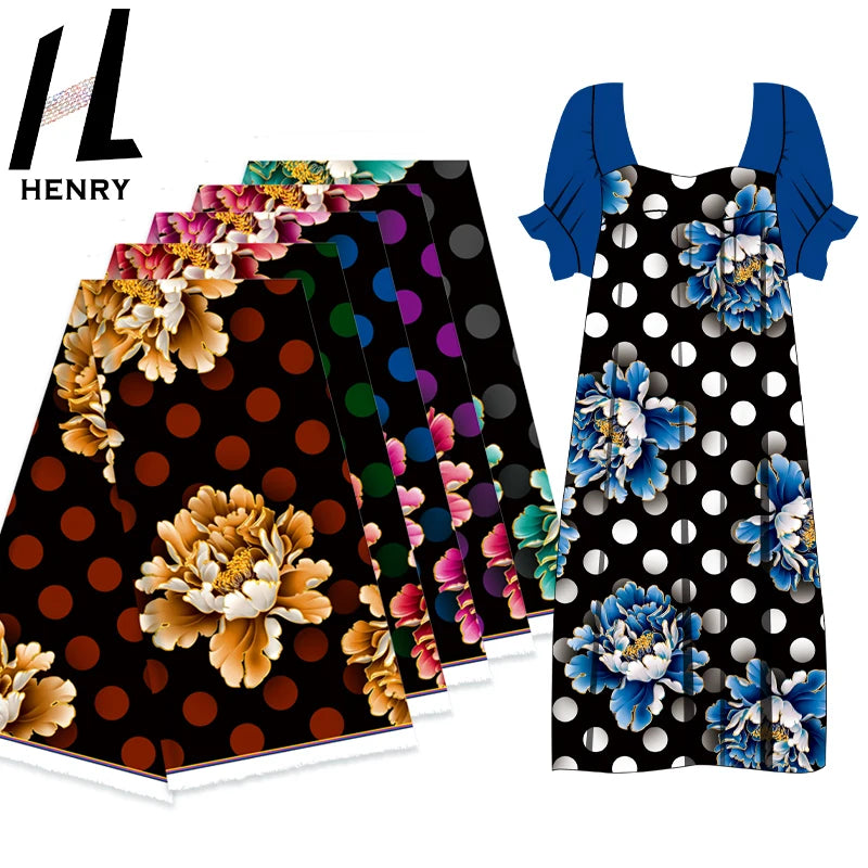 Factory Manufacturer Polka Dot Large Flower Pattern Design Pacific Islander Print Fabric for Dress