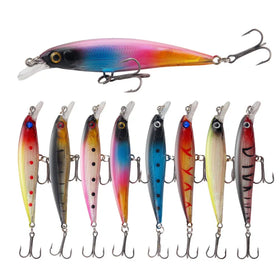 Luya Minnow Lures 3D Eye Plastic Hard Lures 9cm/7.2g with Ring Beads Double Hook Simulation Lures