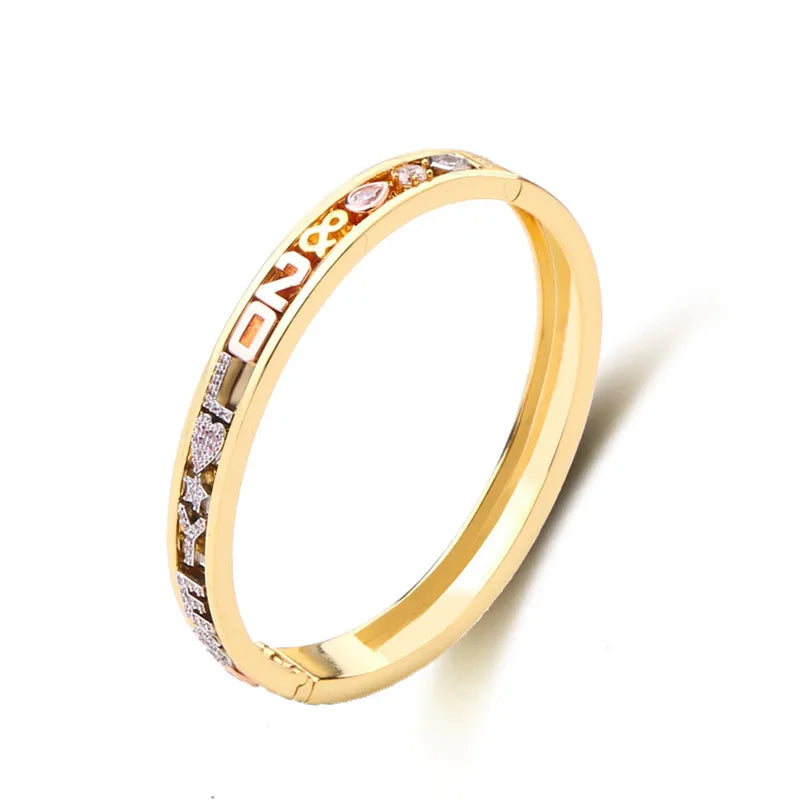Personalized Simple Charms Bangles for Friend Letters Zirconia Bangles Fashion DIY Slider Custom Bangles Name Bracelets MegaBDM
