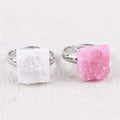 Fashion Natural Agate Crystal Cluster Ring Adjustable Knuckle Index Finger Open Ring