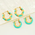 2024 Wholesale Jewelry Large 14k Gold Plated Emerald Stainless Steel Waterproof Earings Woman Post Diy Gift