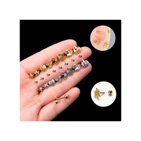 ERESI Body Piercing Jewelry Wholesale Gold Silver Plated Star Heart Spider Shape Stud Stainless Steel Helix Cartilage Earring