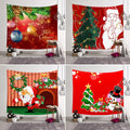 Xmas Tree Tapestries Christmas Gifts Tapestry Xmas Wreath Wall Decor Backdrop Colorful Merry Christmas Tapestry