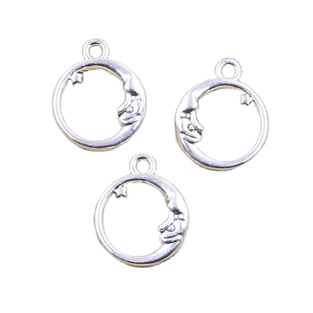 Jewelry Accessories Moon Star 20x16MM Charms Antique Silver Color Pendants Making DIY Handmade Jewelry