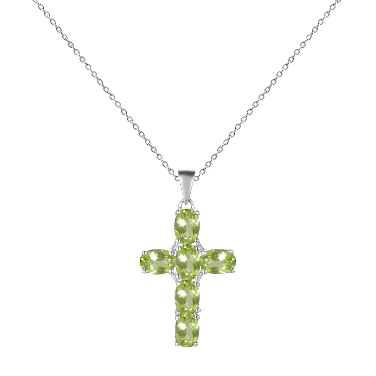 Abiding Fast Delivery Custom 925 Sterling Silver Silver Natural Peridot Gemstone Cross Pendant Pendants for Jewelry Making