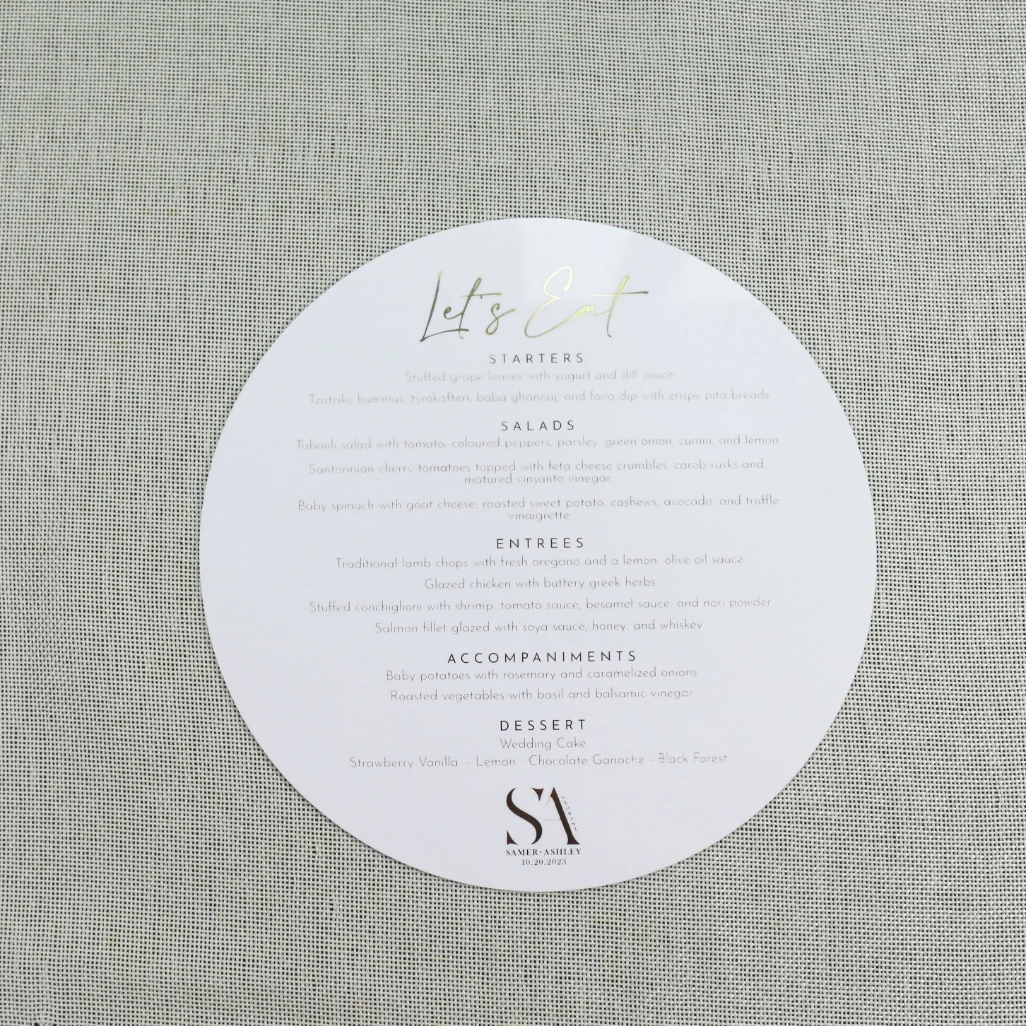 Definition Restaurant Popular Round Shape Thickness 2mm White Acrylic Guest Menu Card for Event Party