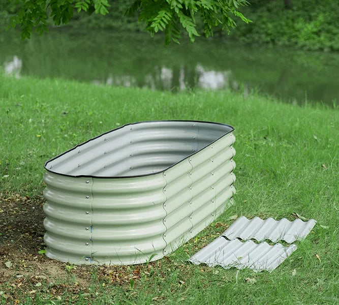 9-in-1 Modular Raised Garden Bed Kit with Galvanized Finish 17\" Tall for Flower Pots & Planters