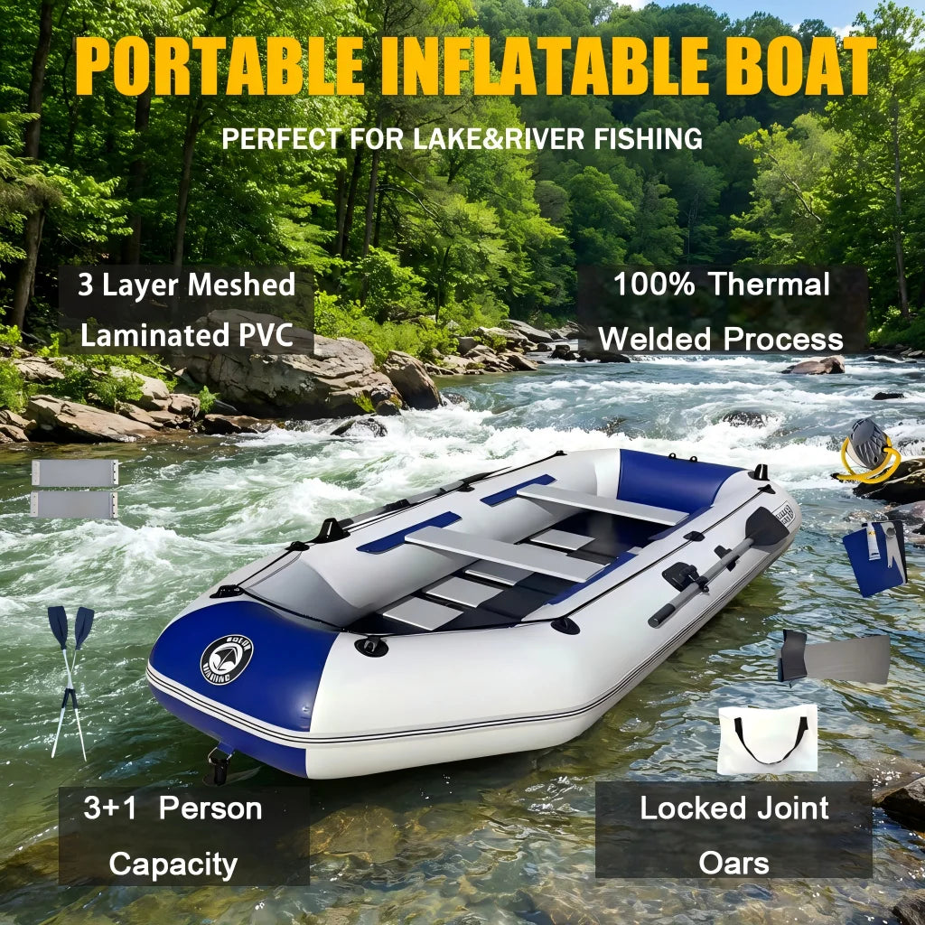 C270-1 Solar Marine 270 CM 4 Person Inflatable PVC Boat Fishing Kayak Wooden Floor Foldable Water Resistant with All Accessories