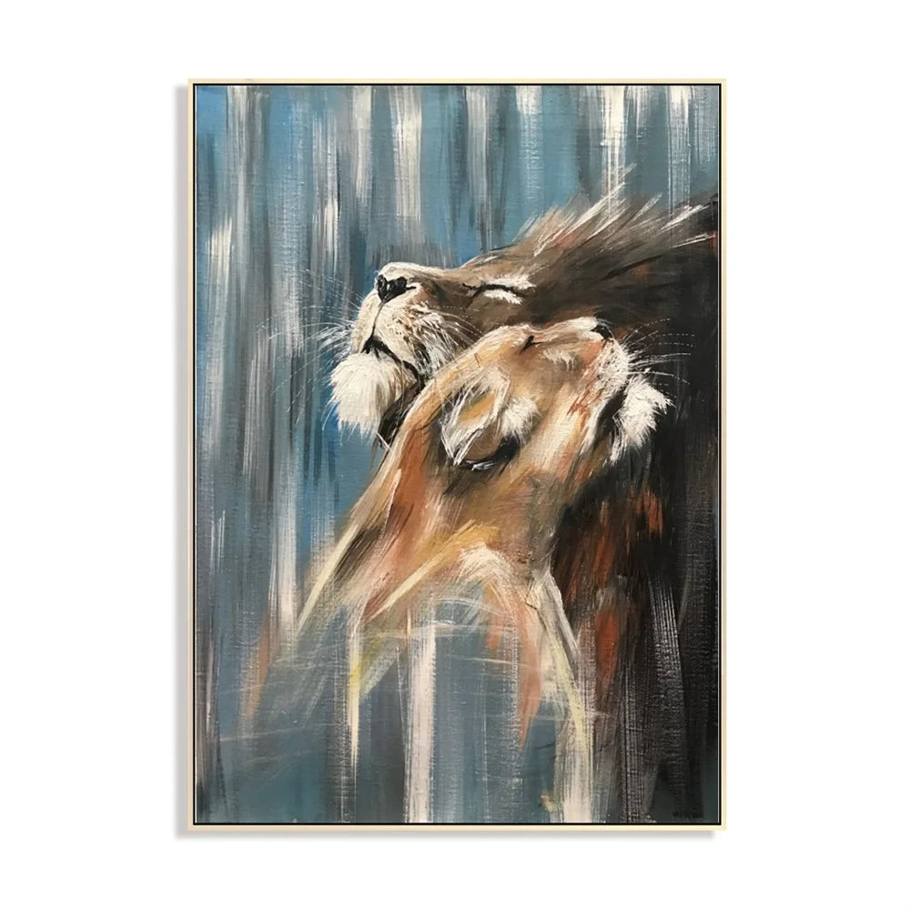 Custom Lion and Other Animals Pure Hand-painted Wall Art Oil Painting on Canvas