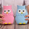 Cute Owl Design Corduroy & Silicone Hot Water Bottle Cover Microwave Heating Soft Keep Warm Water-Filling Handknitted Bag