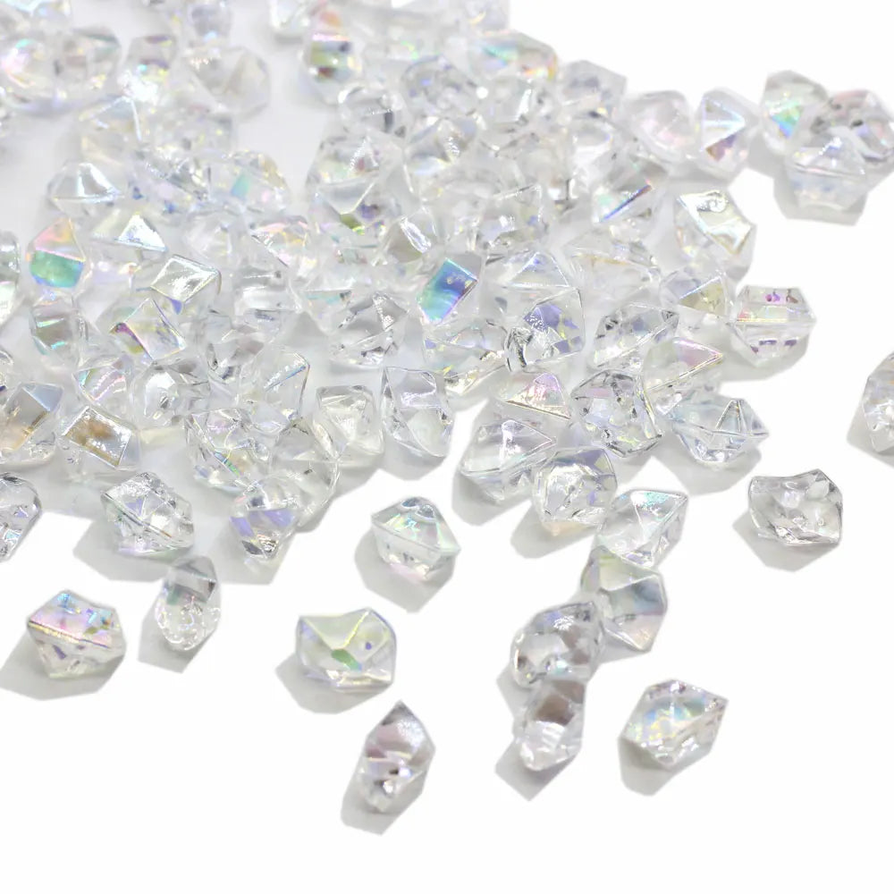 Clear Acrylic Stone Small Size Crushed Ice Cube Rainbow Plated Plastic Gems for Valentine Vases Fillers Table Scatter Decoration