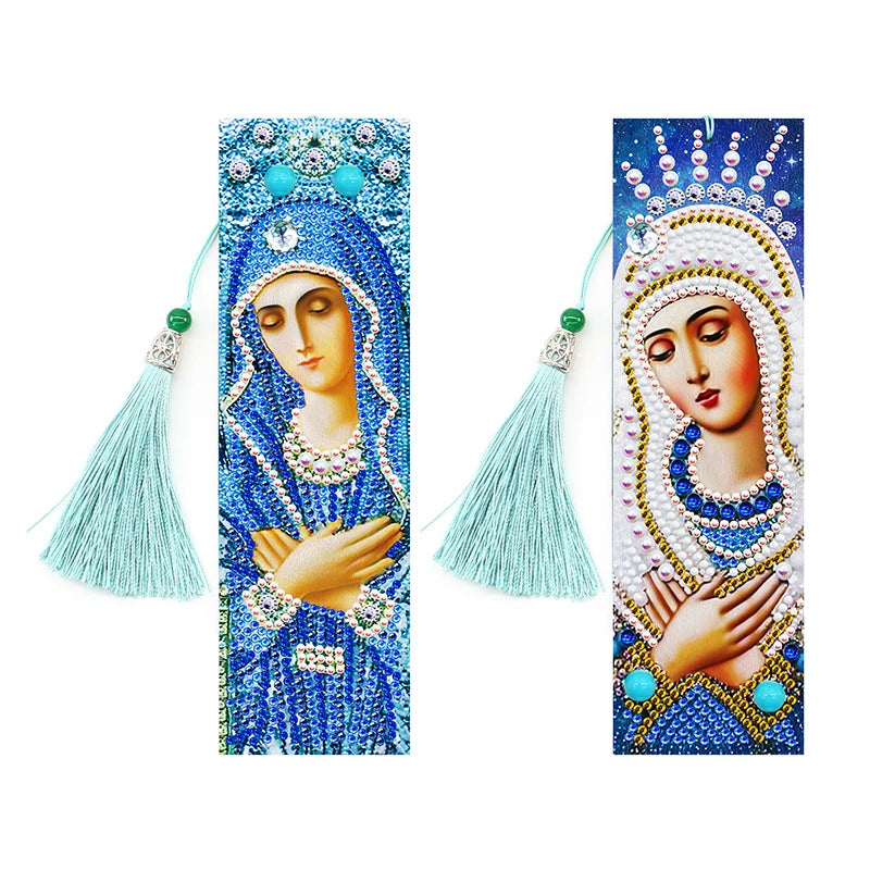 DIY Diamond Painting Bookmark Leather Religion Virgin Mary 5d Rhinestone Diamond Painting Bookmark