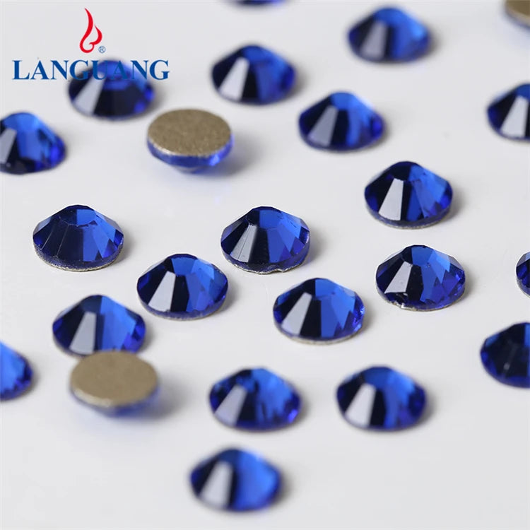 Lan Guang SS3 SS4 SS5 SS6 SS8 SS10 SS12 SS16 SS20 SS30 SS34 SS40 Wholesale Non Hotfix Dark Blue Flatback Glass Rhinestones