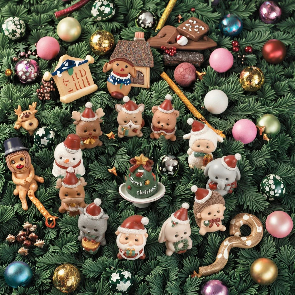 Creative Mini Christmas Present Resin Home Decorations Lovely Small Animal Ornaments for Gifts