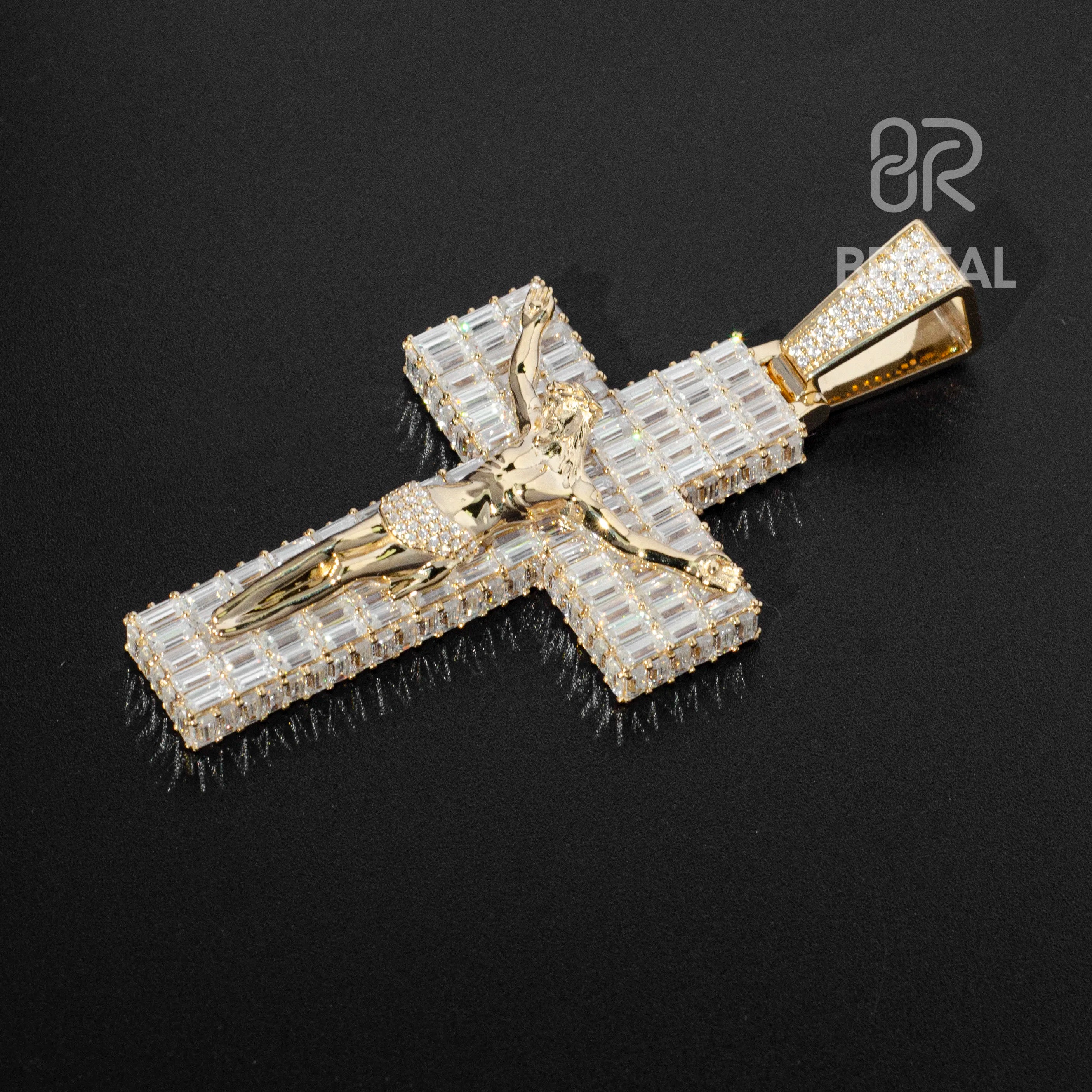 1 Inch Moissanite Cross Pendant Top Seller Iced Out 925 Sterling Silver Moissanite Diamond Jewelry Pendant
