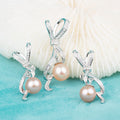 S060042 DIY 7-8mm Natural Freshwater Pearl Jewelry Set 925 Sterling Silver Engagement Jewelry Necklace for Women