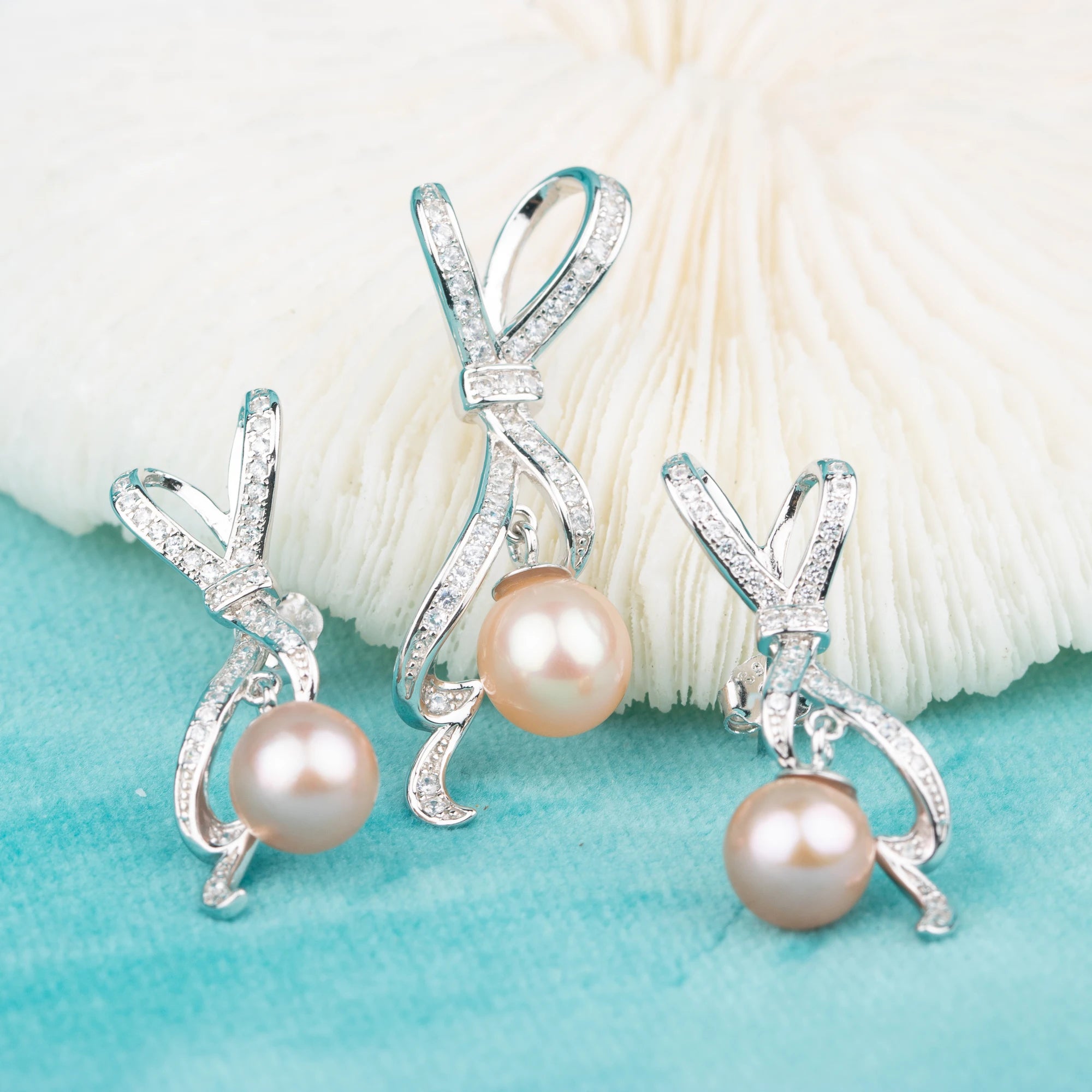 S060042 DIY 7-8mm Natural Freshwater Pearl Jewelry Set 925 Sterling Silver Engagement Jewelry Necklace for Women
