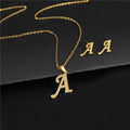 18 K Gold English Letters a to Z Stainless Steel Pendant Clavicle Chain Necklace Earring Set