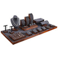 Elegant Walnut Jewelry Counter Display Props Ring & Earrings Tray Female Wooden Jewelry Display Rack