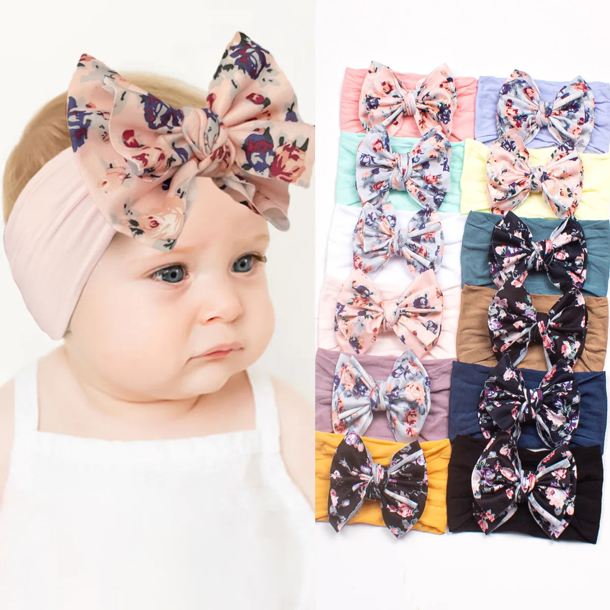 Cute Children's Elastic Hair Band Bohemian Kids Hair Accessories Print Nylon Baby Girls Bow Headband Baby Accessories