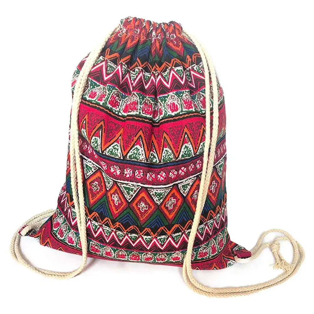 Hot Selling Large Size Casual  Canvas Sports Drawstring Backpack for Women and Men Bag