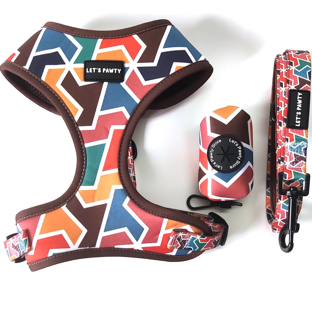 Custom Brand Dog Harness Set Soft Dog Harness Leash Collar With Dog Poop Bag