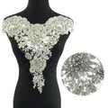 W008 Hot Sale Beaded Patch Applique Wedding Tulle Luxury Lace White Dress Heavy Beaded for Wedding Dress