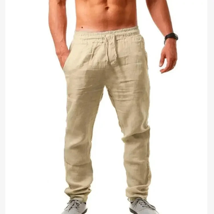 Wholesale Quick Dry Breathable Comfortable Custom Logo Cotton and Linen Trousers Men Summer Thin Sports Loose Casual Men Pants