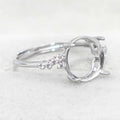 Sterling Silver 10*10mm Semi Mount Ring Empty Frame Blank Support Setting S925 Base Holder Without Center Stone for DIY Inlay