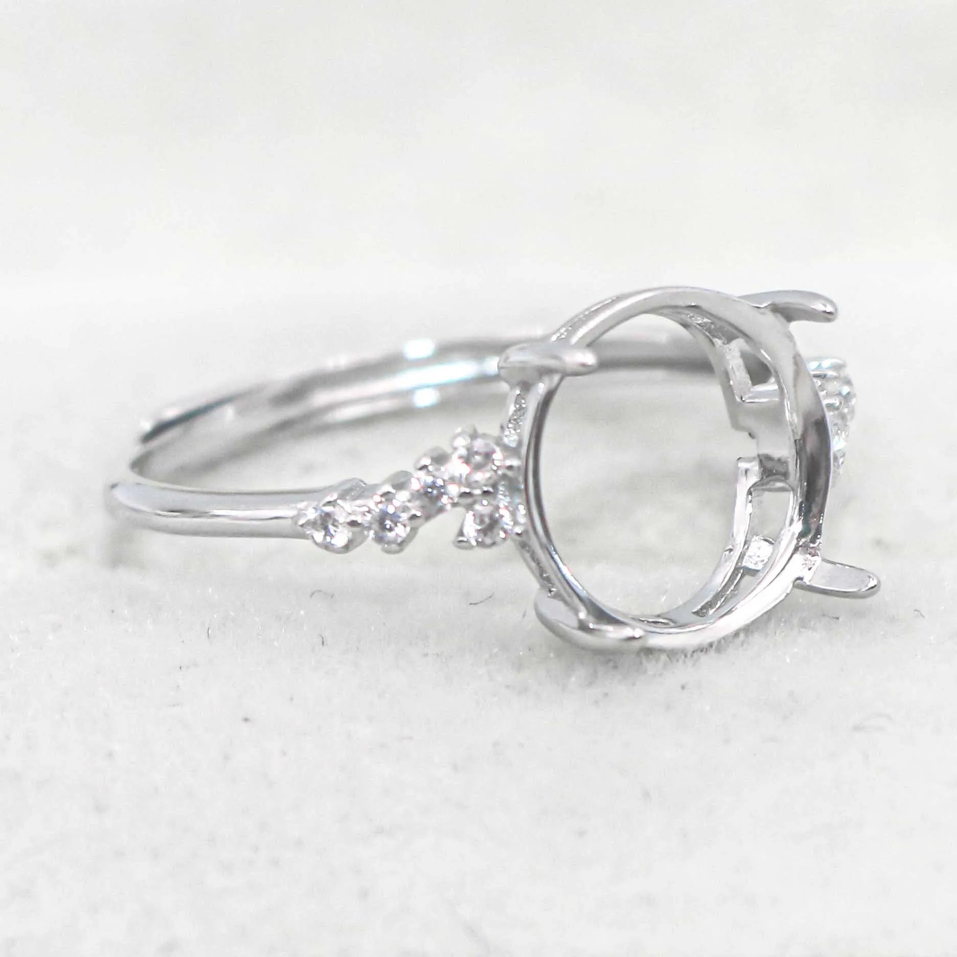 Sterling Silver 10*10mm Semi Mount Ring Empty Frame Blank Support Setting S925 Base Holder Without Center Stone for DIY Inlay