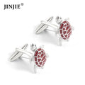 JINJIE Best Selling Novelty Gift Red Animal Turtle Mens Brass Cuff Links for Men Shirts
