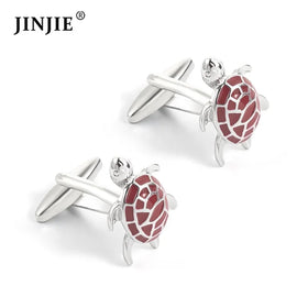 JINJIE Best Selling Novelty Gift Red Animal Turtle Mens Brass Cuff Links for Men Shirts