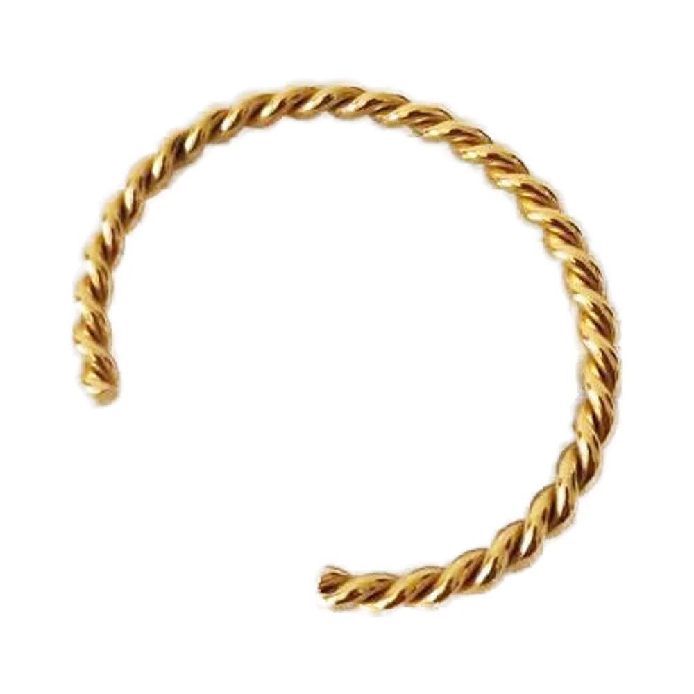 Fashion Stainless Steel Jewelry Wholesale 18K Gold Plated Twist Rope Cuff Bracelet Simple Twisted Bangle for Women