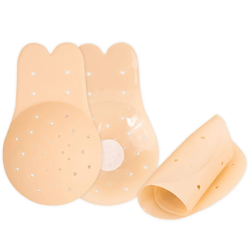 Silicone Adhesive Invisible Bra High Quality Sexy Ladies Breast Patch Seamless Nipple Shields Breathable Rabbit Ear Shape Bras