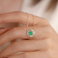 Trendy Designer Green Zircon Jewelry Minimalist Emerald Color Charm Necklace