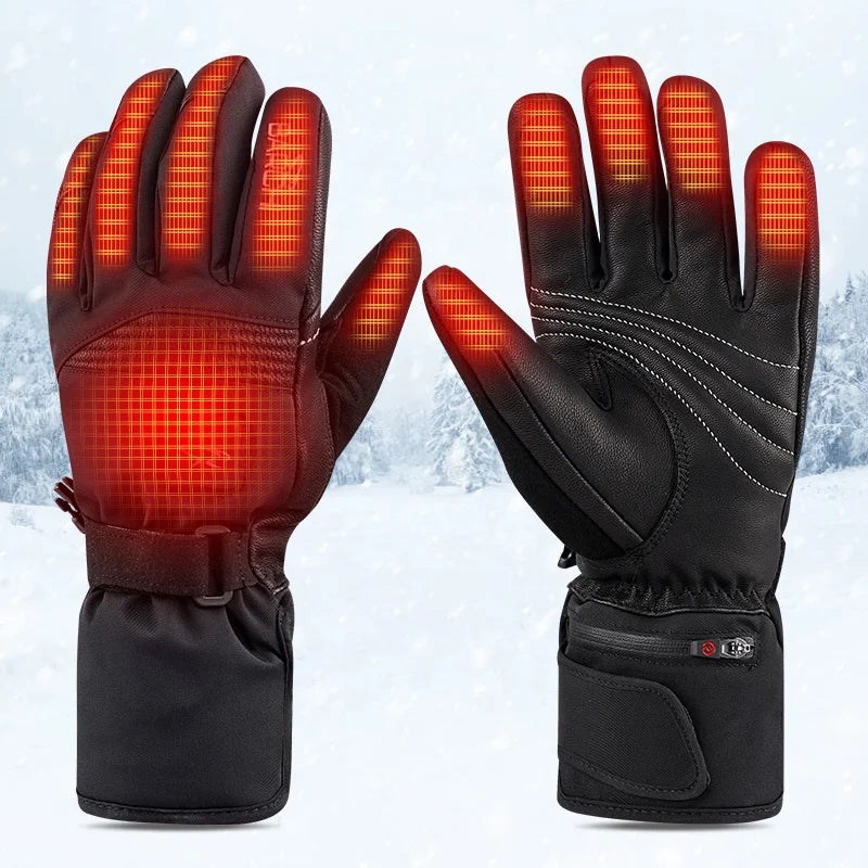 Cold Winter Outdoor Warm Gear Waterproof Breathable Touch Screen Battery Heated Motorcycle Cycling Snowmobile Gloves