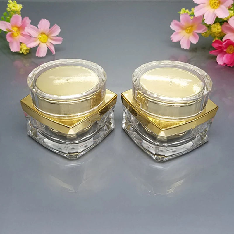 Sengmi S88 Square Luxury Fancy 5g 15g Empty Acrylic Gold Plastic Cream Containers Cosmetic Jar