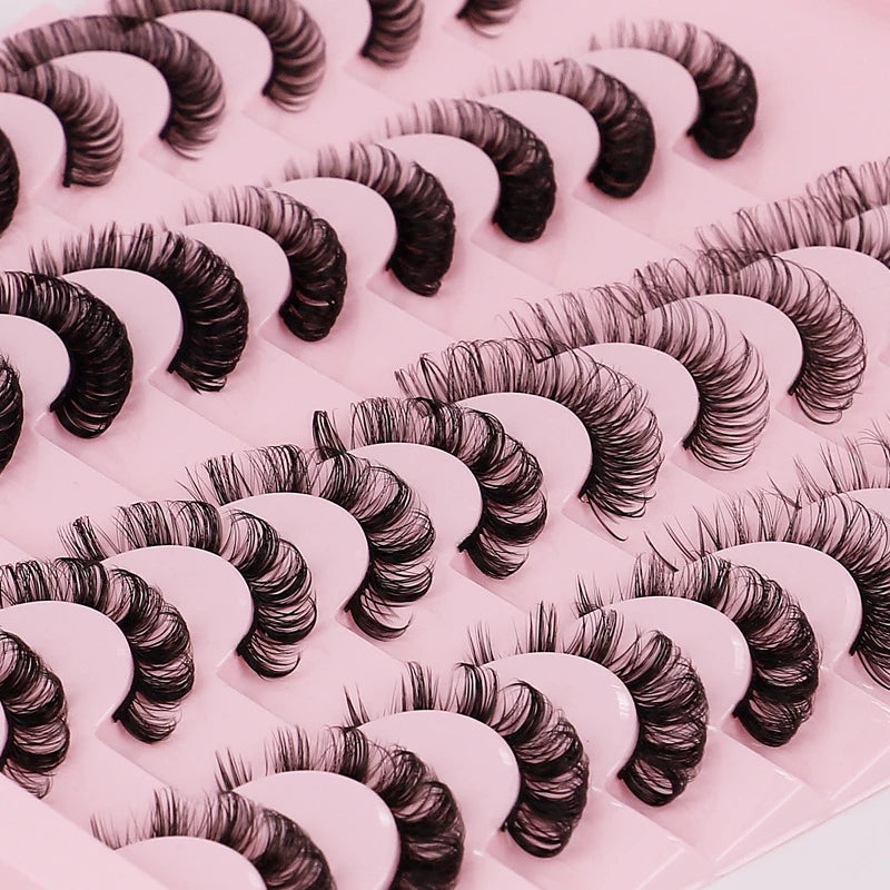 20 Pairs Handmade Thick 3D Effect Long 25mm Roll Faux Mink Cruelty-Free Reusable Self-Adhesive Eye Pestana Cross Lash