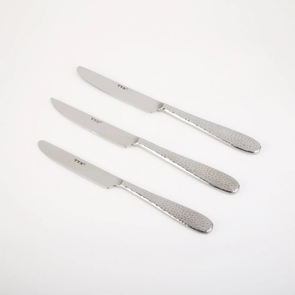 Hammer Pattern Hot Products Can Be Customized Simple Atmosphere Honeycomb Unique Texture Handle Tableware Set