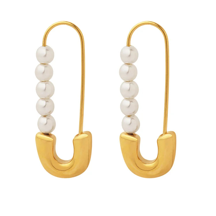 China Supplier's Hot Sale 316L Stainless Steel Earrings Light Luxury Unique Imitation Pearl Clips for Trendy Weddings Gifts