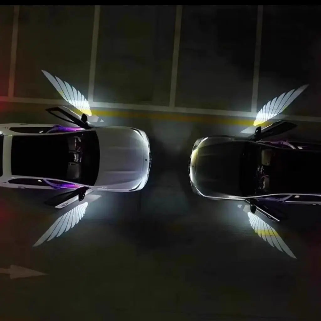 2PCS LED Automotive Universal Retrofit Welcome Light Induction Turn on Angel Wing  tiger  Projector Ground Lighting