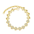 Fashion Luxury Ladies Heart Bracelet 18K Gold-plated Classic Tourmaline 21cm Jewelry for Party & Wedding