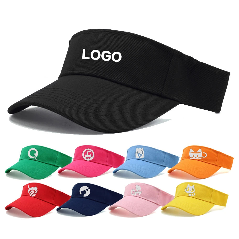 Custom Logo Sun Visor Hats for Women Lightweight Sports Outdoor Sun Protection Cap Hats Adjustable Visor Hat for Men