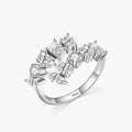 Ailmay Fashion 925 Sterling Silver Dazzling Geometric Clear Zircon Adjustable Rings for Women Classic Luxury Wedding Jewelry