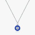 925 Sterling Silver High-Class Fashion Klein Blue Enamel Round Circle Pendant Necklace for Women