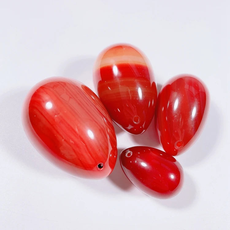 HUIYING Wholesale natural Semi-Precious Stone Crafts red agate Yoni egg Jade Eggs