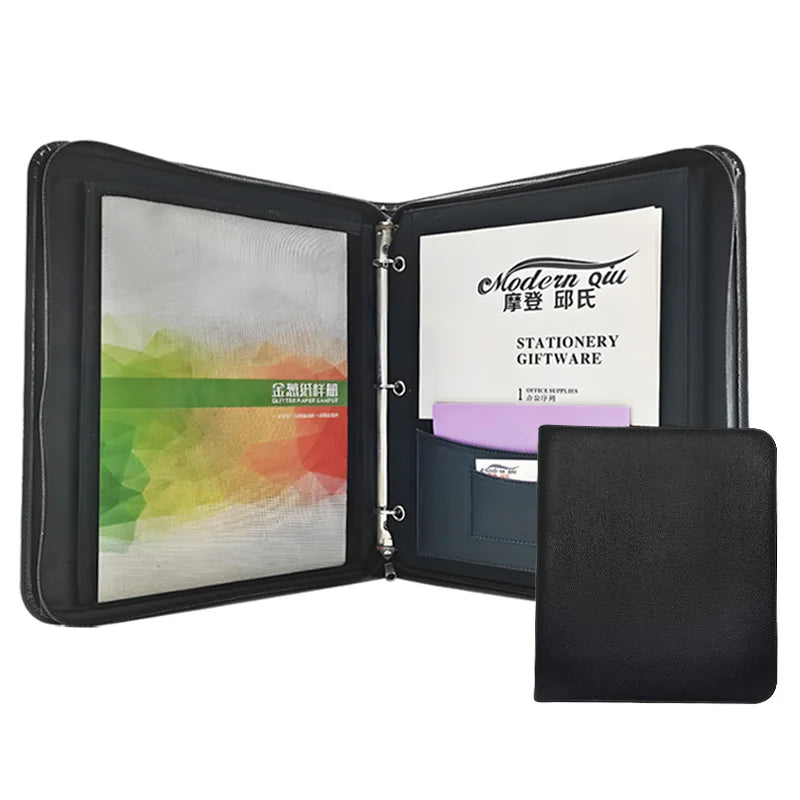 Modernqiu Wholesale Custom A4 Size Hotel Leather Compendium Custom PU Leather A4 Size  Padfolio