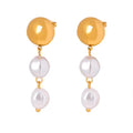New Fashion Dainty Stainless Steel Korean Trendy Pearl Drop Earring 18k Gold 2024 Wholesale Luxury Earrings for Women
